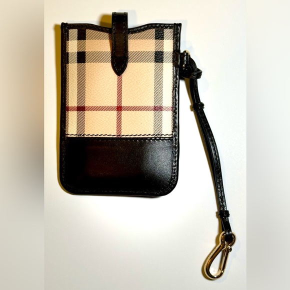 Burberry Black Haymarket Check Coated Canvas and Leather Brit Phone Case - Picture 5 of 6